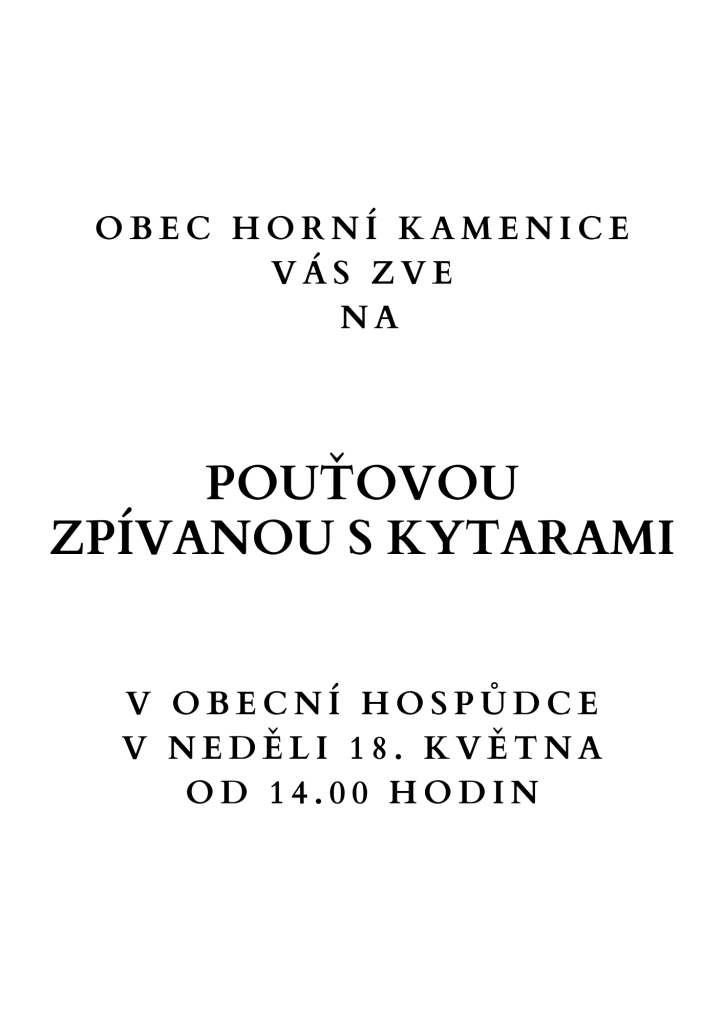 Obec Horní Kamenice: POUŤOVÁ ZPÍVANÁ S KYTARAMI 2025