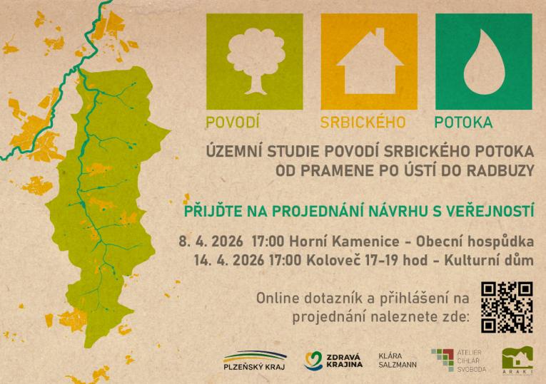 Plzeňský kraj: Veřejné projednání návrhu Územní studie povodí Srbického potoka od pramene po ústí Radbuzy