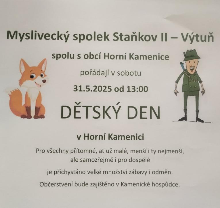 Myslivecký spolek Staňkov II - Vytuň & Obec Horní Kamenice: Dětský den 